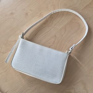 Cotton On White Croc-Embossed Shoulder Bag | Mini Baguette Style